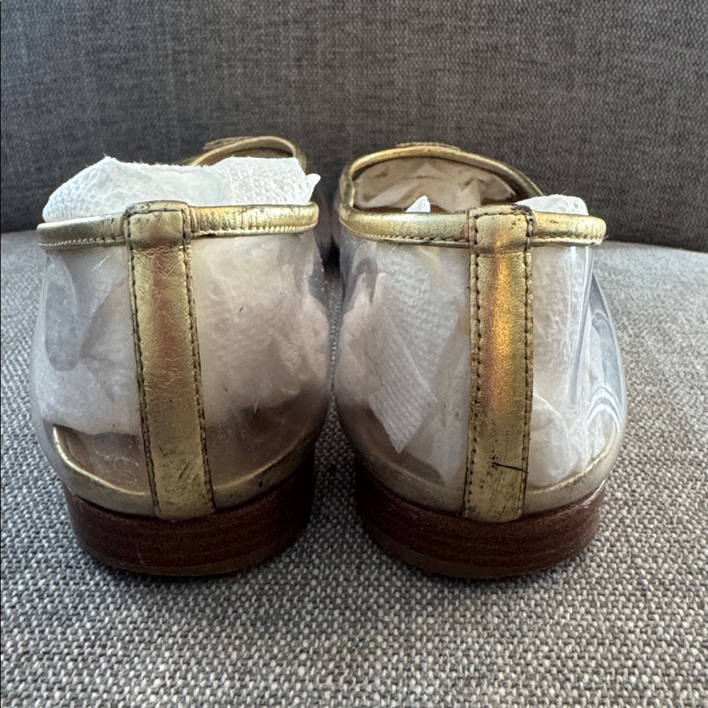 CHANEL Gold and Clear Mesh Cap-Toe Ballet Flats - Picture 7 of 7